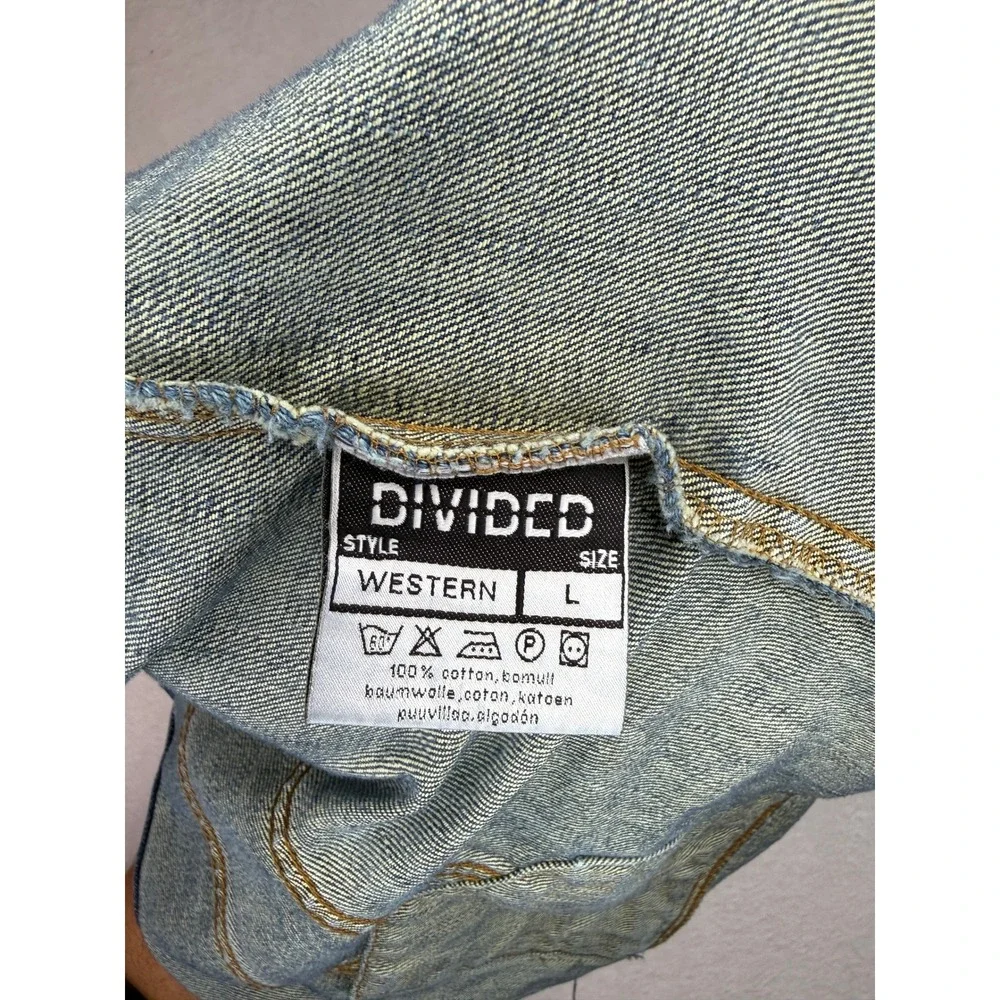 H&M Divided Western Denim Jacket Mens Large Blue Trucker Cotton 100295